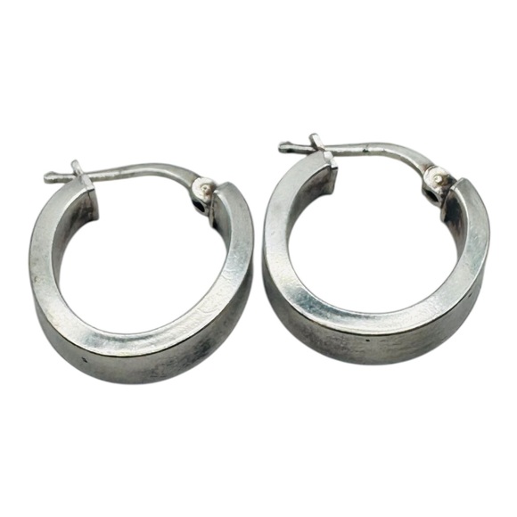 925 Italy Vintage Sterling Silver Huggie Hoop Earrings Pair Minimalist Style - Picture 12 of 13